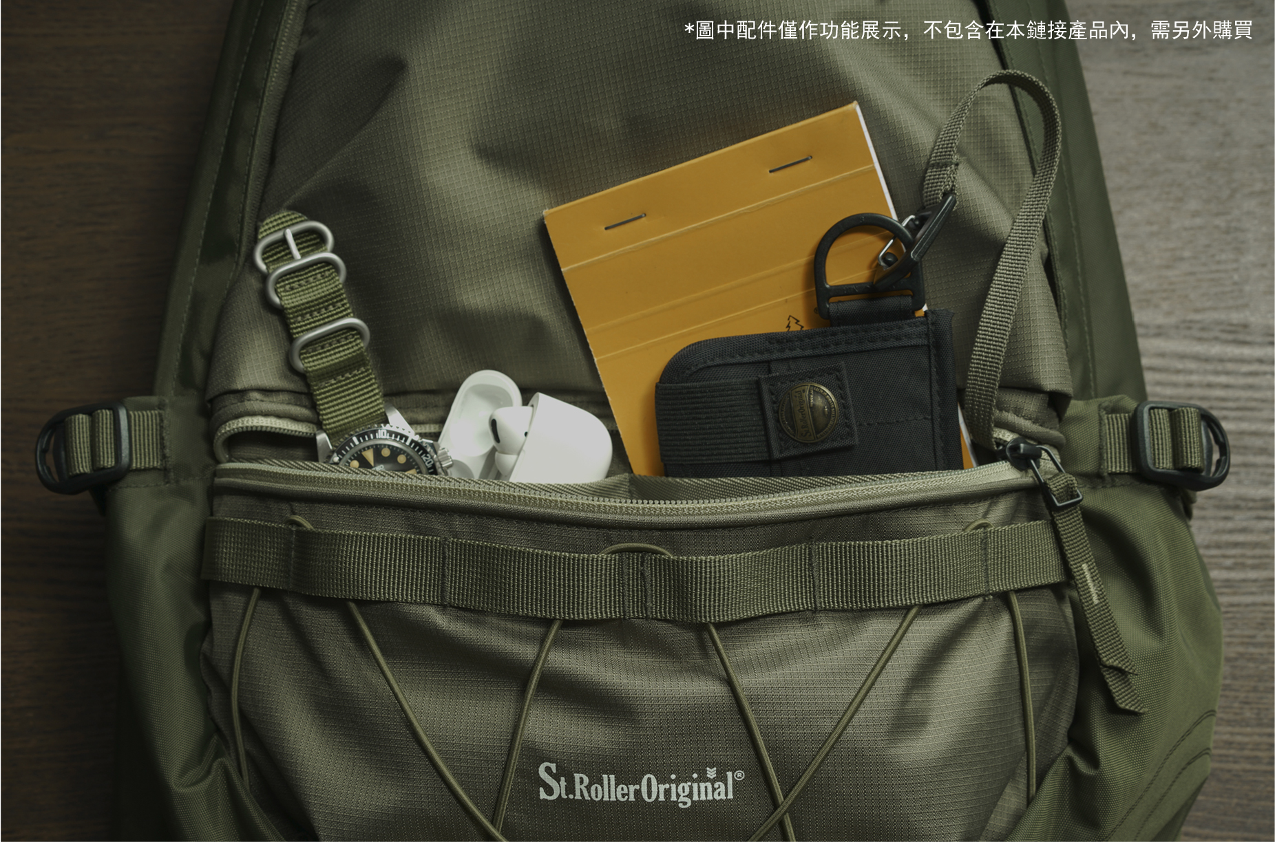 STRL「NO PLANET B」エコシリーズ 再生素材 通勤用バックパック(Army Green) - 画像 (4)